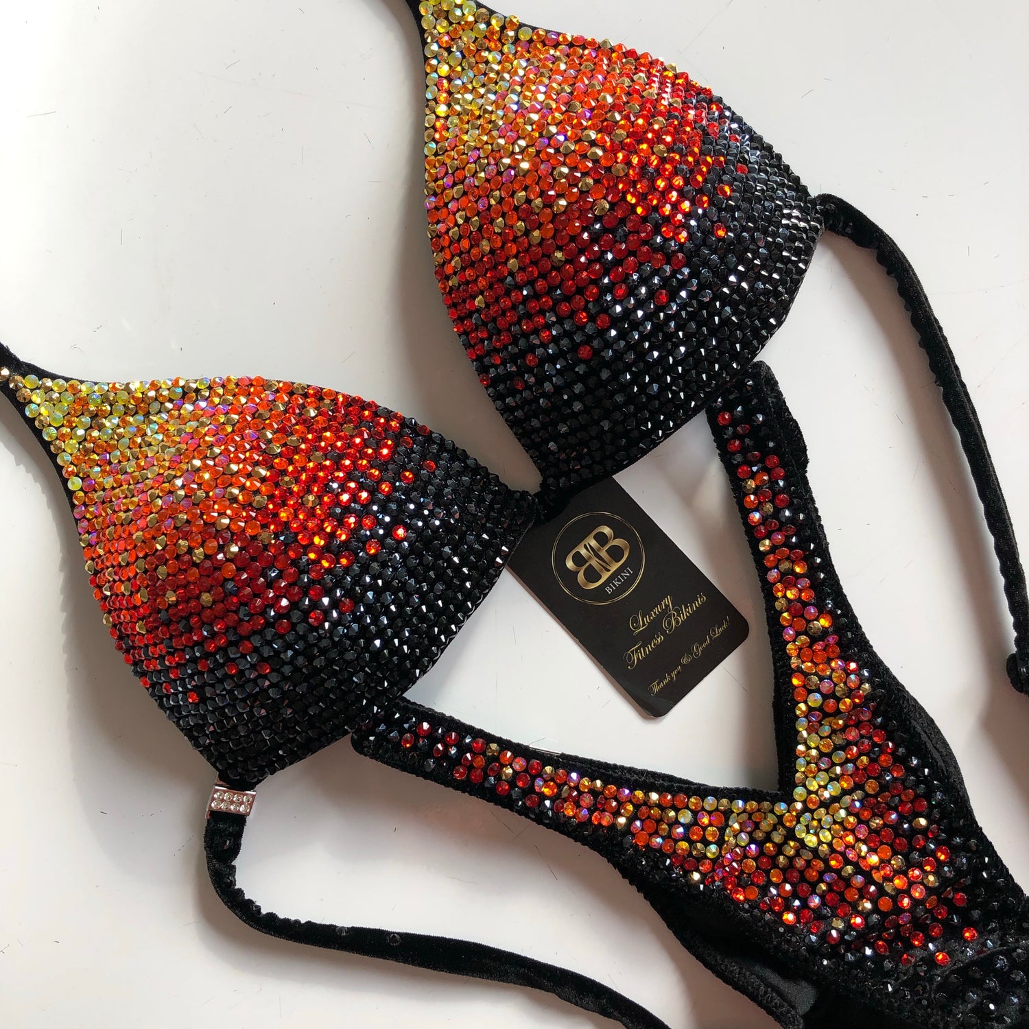 Black and Fire Ombré Competition Suit (442)