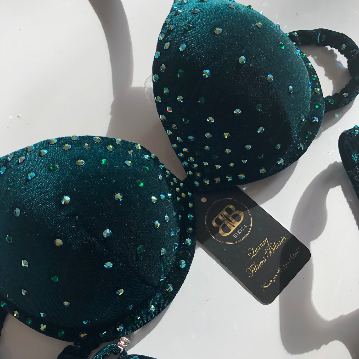 (Jana) Green Velvet Competition Bikini Suit